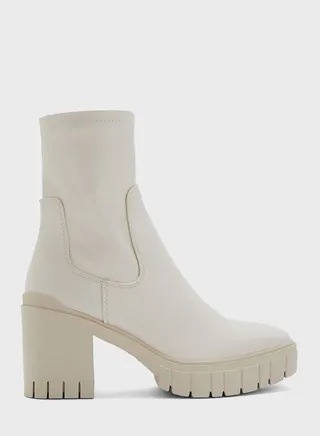 Putty Stretch Pu Block Heel Boots 
