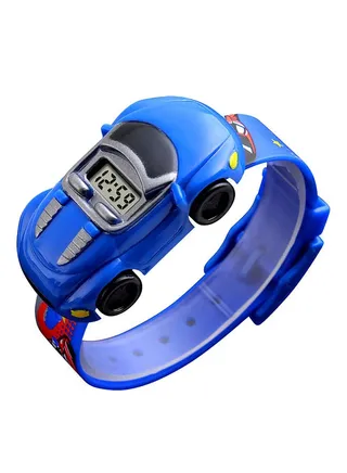 Boys' Car Shape Digital Watch 1241 - 28 mm - Blue 