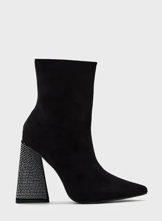 Diamante Heel Pointed Boot 