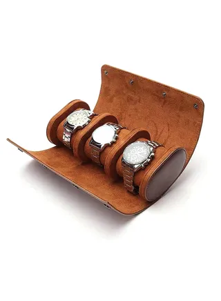 Watch Travel Case Portable Watch Roll Organizer Box with Removable Velvet Pillow Holder 