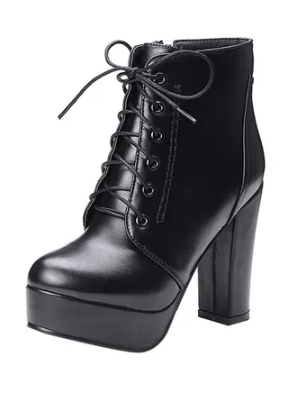 Lace-Up Ankle Boots Black 