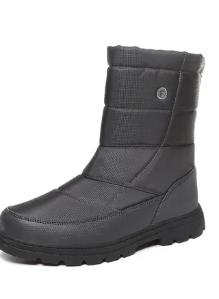 High Barrel Round Toe Casual Boots Grey 