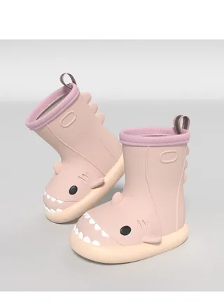 Cute Shark Summer Non-Slip Rubber Shoes Cute Family Waterproof Boots For Women 