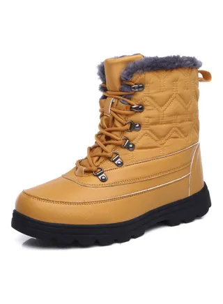 Waterproof Effect Lace Up Casual Boots Yellow/Black 