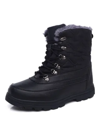 Lace Up Outdoor High Top Waterproof Casual Boots Black 
