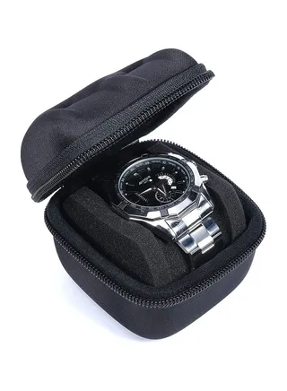 Watch Travel Case 1 Slot Watch Roll Case Storage and Organizer for Men and Women Zipper Watch Box with Anti-move Watch Pillow 