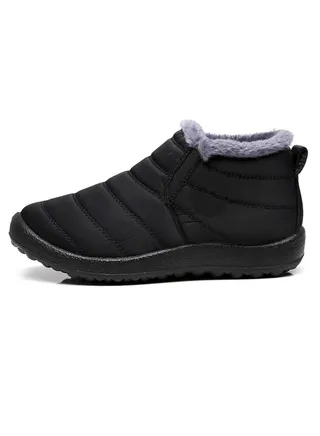 Ankle Boots Thermal Slip On Casual Footwear for Women Black 
