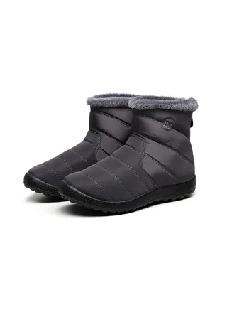 Women Mid Tube Thickened Anti Slip Rear Zipper Cotton Boots Black 