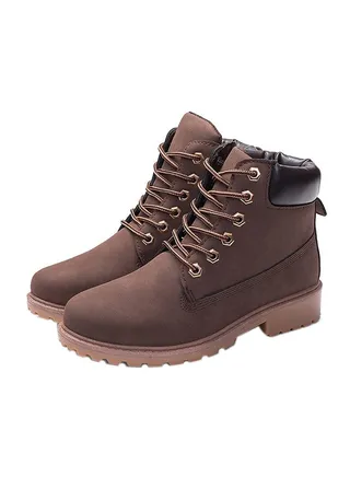 Low Heel Ankle Boots Brown 