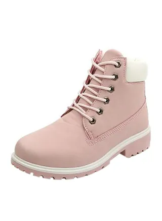 Low Heel Ankle Boots Pink 