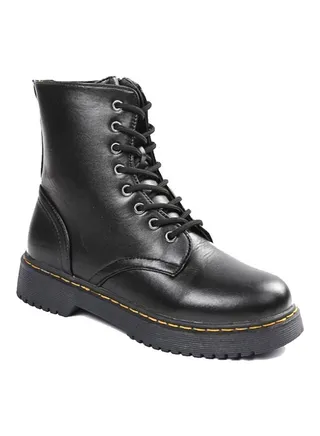 Motorcycle Ankle Platform Boots Black 