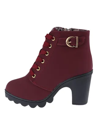 High Heel Ankle Boot Red 