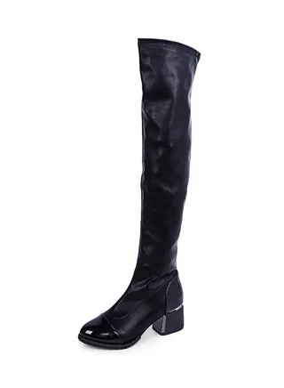 Pull-On Knee High Boot Black 
