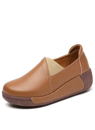 Fashion Thick Sole High Heels Casual Sports Shoes Brown 