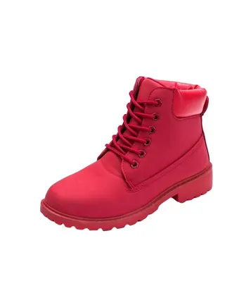 Lace Up Ankle Boots Red 