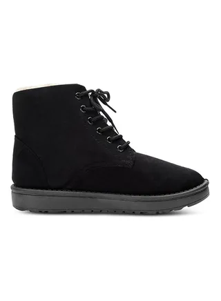 Lace-Up Ankle Length Snow Boots Black 