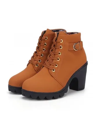 Marten Zipper Heel Ankle Boots Brown 