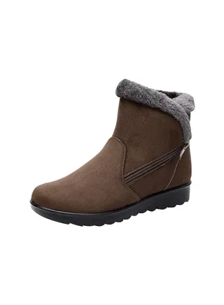 Women's New Warm Snow Boots Cotton Brown 