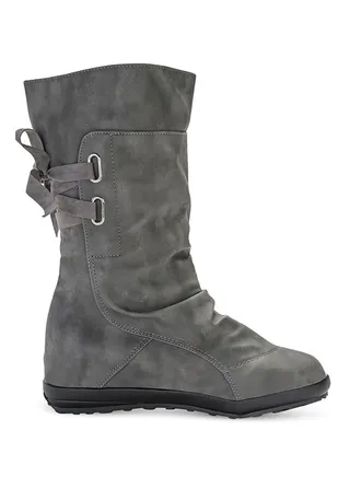 Lace-up Slouch Boot Grey 