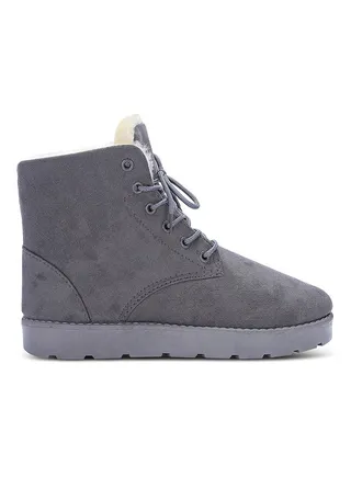 Lace-Up Ankle Length Snow Boots Grey 