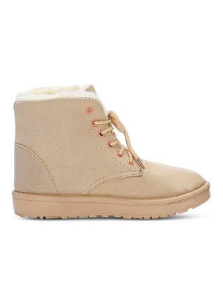 Lace-Up Ankle Length Snow Boots Khaki 