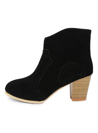 Patchwork Design Scrub Ankle Booties Black 