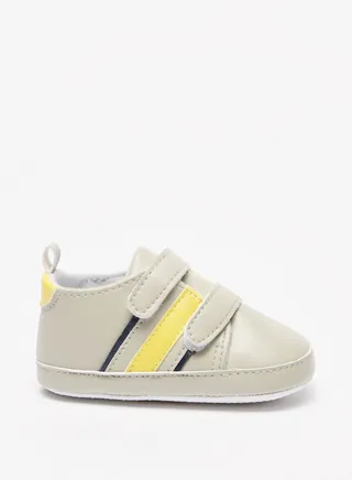 Boys Striped Booties with Hook and Loop Closure 