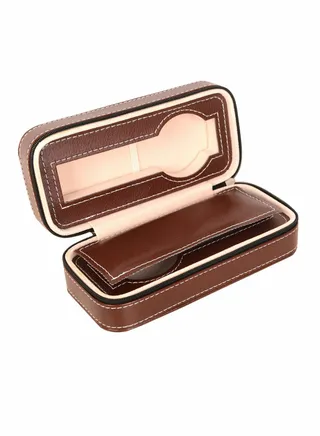 Watch Storage Box, Travel Watch Case 2 Slots Leather Watch Box Portable Organizer for Home Storage, Travel, Display 1 Pcs (2 Watches Holder Brown) 