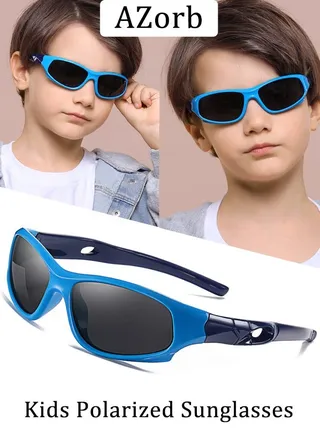 Kids Sunglasses for Boys Girls Polarized Sports Childrens Cycling Soft Silicone Frame Sun Glasses for Kids Age 3-14 UV Protection Sunglasses 