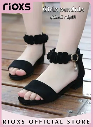 Little Kids Girls Fashion Non-Slip Soft Sole Floral Sandals Princess Adjustable Shoes Lightweight Breathable Ankle Strap Sandals 