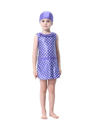 Polka Dot Pattern Burkini Purple/White 