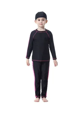 3-Piece Long Sleeve Burkini Black/Pink 