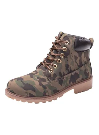 Lace-Up Boots Camouflage Green 