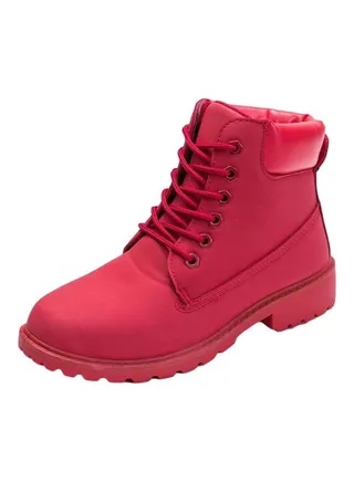 Lace Up Ankle Boots Red 