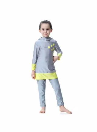 2-Piece Anti Exposure Burkinis Set Grey 
