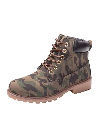 Lace Up Ankle Boot Camouflage Green 