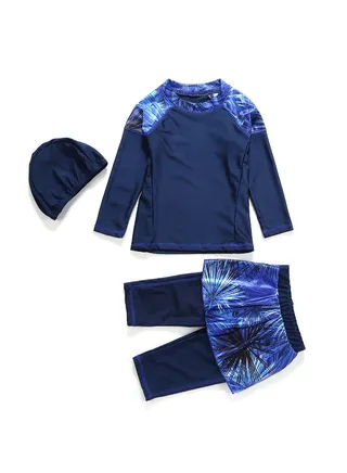 3-Piece Conservative Fashionable Burkinis Set Blue 