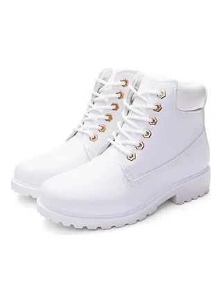 Low Heel Ankle Boot White 