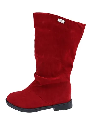 Flat High Leg Slouch Boot Red 