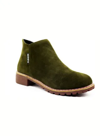 Low Heel Ankle Boots Green 