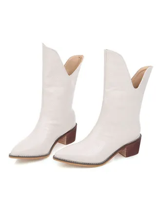 Pointy Irregular Women's Boots White 