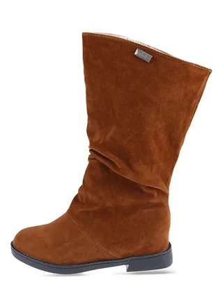 Flat High Leg Slouch Boot Brown 