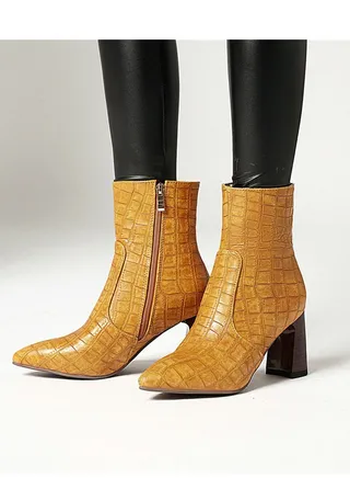 Pointy Ankle Boots For Ladies Yellow 