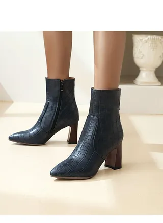 Pointy Ankle Boots For Ladies Blue 