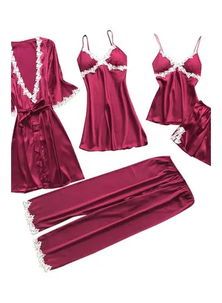 5-Piece Sleepwear Set Red 