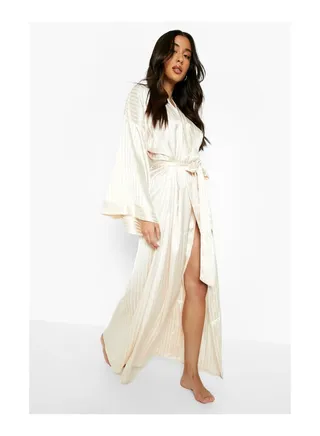 Tonal Satin Oversized Sleeve Robe 