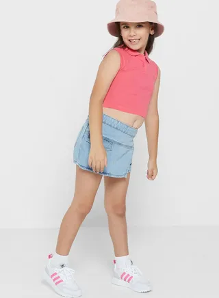 Kids Mid Wash Denim Skort 