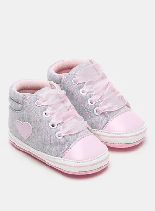 Girls Printed High Top Sneakers Grey 