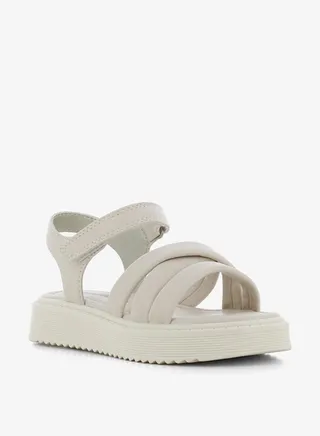 Girls' Cross Strap Sandals with Hook and Loop Closure 