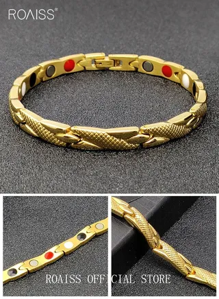Chic Magnetic Dragon Textured Bracelet Fashionable Geometric Detachable Cuff Bangle Multicolor Casual Wrist Jewelry Gift for Men Father Brother Gold 